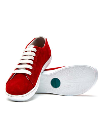 Comfortfusse Leder-Sneakers in Rot