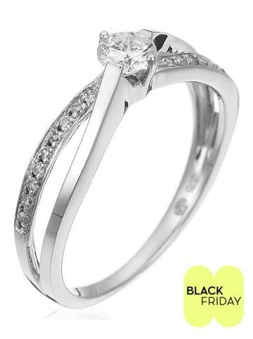 ATELIER DU DIAMANT Witgouden ring "Joli solitaire" met diamanten