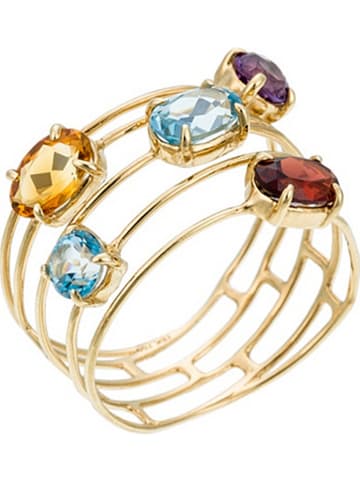DIAMANTA Złoty pierścionek "Eclat de couleurs" z kamieniami szlachetnymi