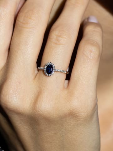 LA MAISON DE LA JOAILLERIE Złoty pierścionek "Royal Blue" z diamentami i szafirami