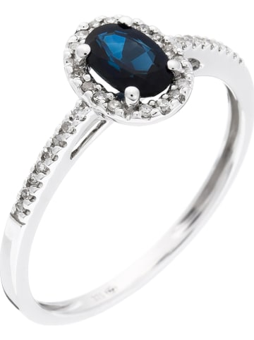 LA MAISON DE LA JOAILLERIE Witgouden ring "Royal blue" met diamanten