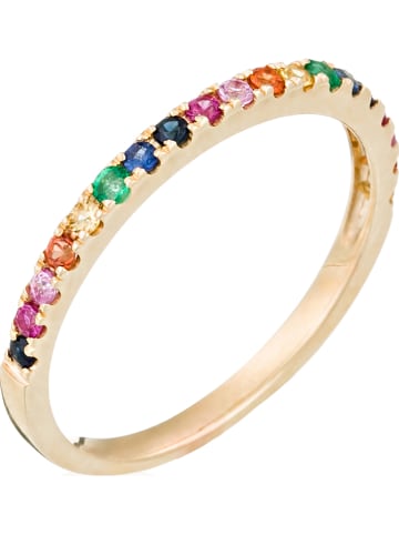 LE DIAMANTAIRE Złoty pierścionek "Colorful love" z szafirami