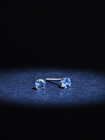 DIAMANTA Witgouden oorstekers "Single topaases" met edelstenen