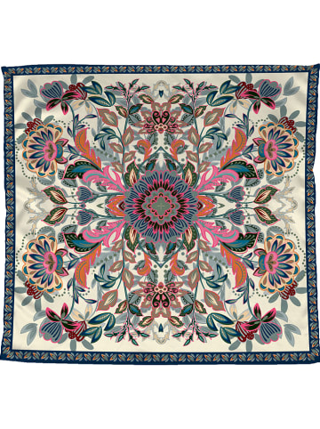 Madre Selva Satynowa bandana w kolorze beżowym ze wzorem - 55 x 55 cm