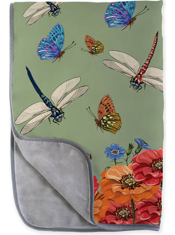 Madre Selva Koc "Tierra Bella" w kolorze zielonym ze wzorem - 170 x 130 cm