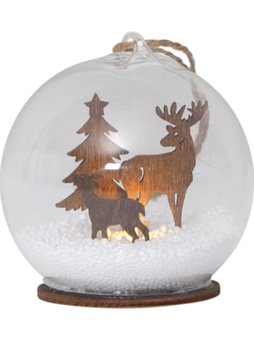 Best Season Kula dekoracyjna LED "Fauna" w kolorze brązowo-białym - wys. 9 x Ø 8 cm