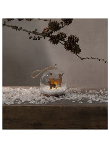 STAR Trading Decoratieve ledhanger "Fauna" bruin/wit - (H)9 x Ø 8 cm