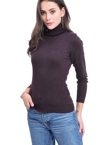 ASSUILI Sweter w kolorze ciemnobrązowym