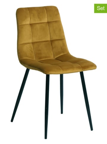 House Nordic 2-delige set: stoelen mosterdgeel/zwart - (B)44 x (H)86 x (D)55 cm