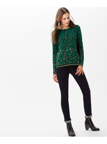 BRAX Pullover "Liz" in Dunkelgrün/ Schwarz