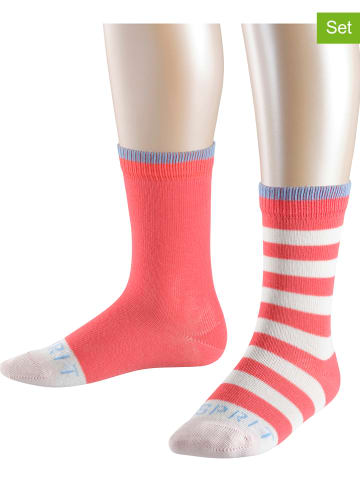 ESPRIT 2er-Set: Socken in Hellrot/ Weiß