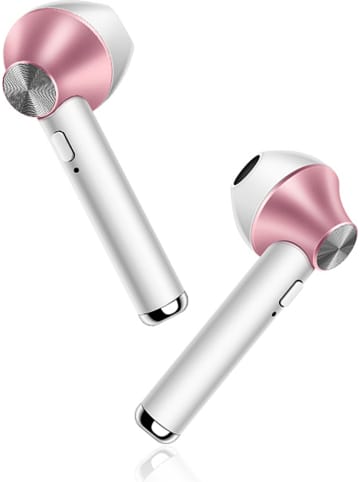 SmartCase Bluetooth-In-Ear-Kopfhörer in Weiß/ Roségold