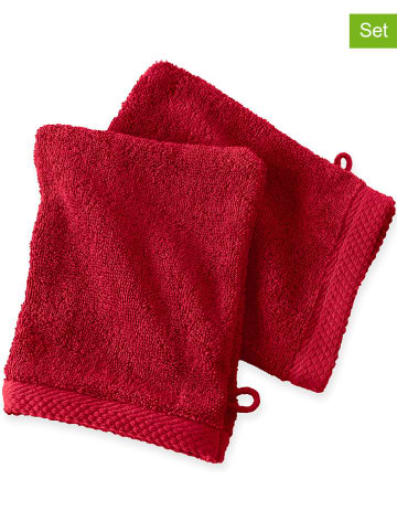 Soft by Perle de Coton 2-delige set: washandjes rood