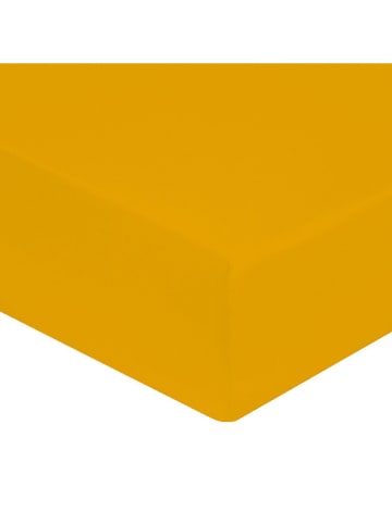 Soft by Perle de Coton Perkalowe prześcieradło w kolorze musztardowym na gumce