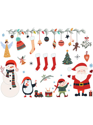 Ambiance Wandsticker "Santa claus and christmas elements"