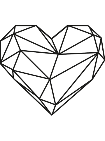 ABERTO DESIGN Wandobject "Heart" zwart - (B)47 x (H)40 cm