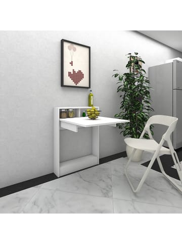 Scandinavia Concept Składany stolik "Bracked" w kolorze białym - 70 x 90 x 15 cm