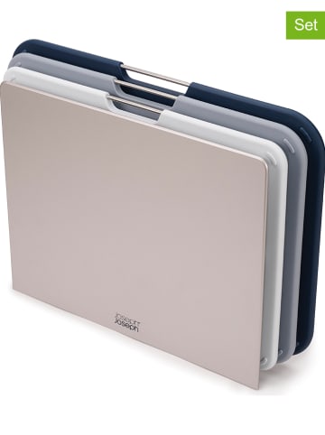 JosephJoseph 4tlg. Schneidebrett-Set "Nest" in Silber/ Blau