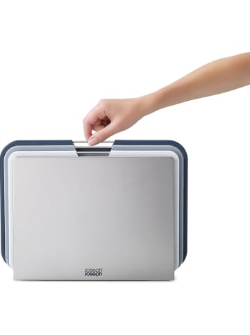 JosephJoseph 4tlg. Schneidebrett-Set "Nest" in Silber/ Blau