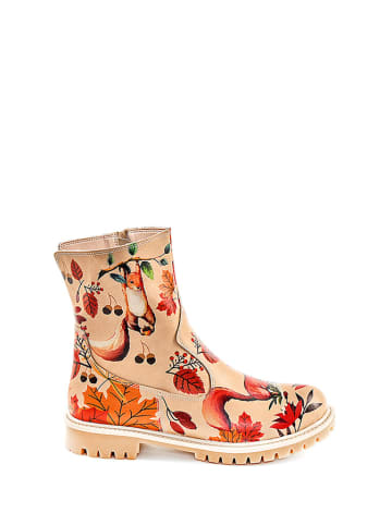 Streetfly Botki w kolorze beżowym ze wzorem