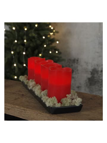 STAR Trading Świece LED (4 szt.) "May" w kolorze czerwonym - wys. 12,5 cm