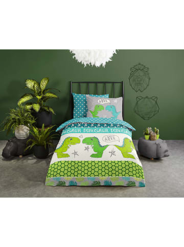 Good Morning Beddengoedset "Dinosaur" groen/turquoise