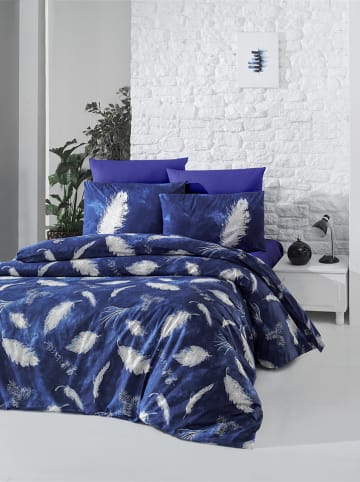 Colorful Cotton Renforcé beddengoedset "Feather" donkerblauw