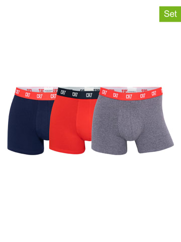 CR7 3er-Set: Boxershorts in Dunkelblau/ Rot/ Grau