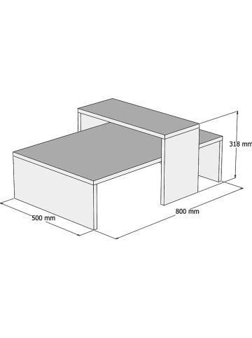HanahHome Couchtisch "Glow" in Walnuss/ Weiß - (B)80 x (H)31,8 x (T)50 cm