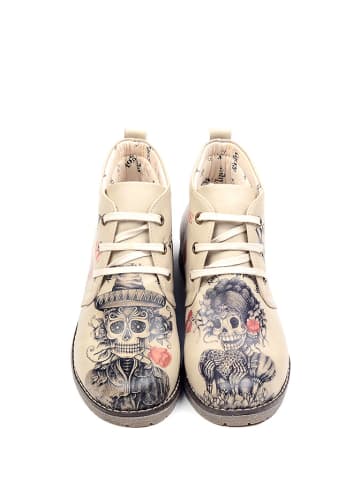 Goby Trzewiki w kolorze beżowym ze wzorem