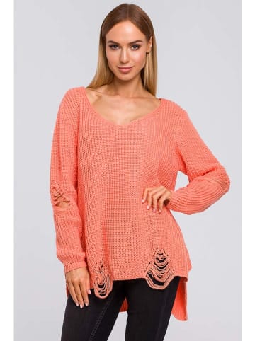 made of emotion Sweter w kolorze koralowym