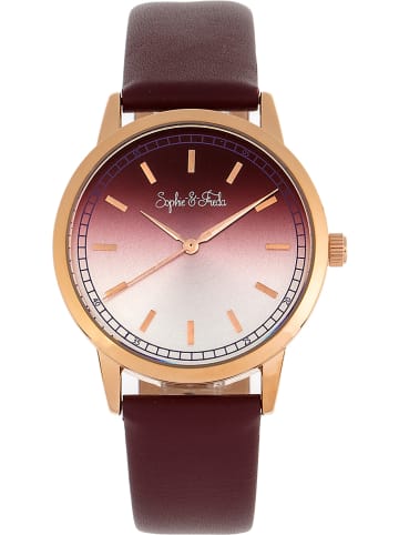 Sophie & Freda Kwartshorloge "San Diego" bordeaux/roségoudkleurig