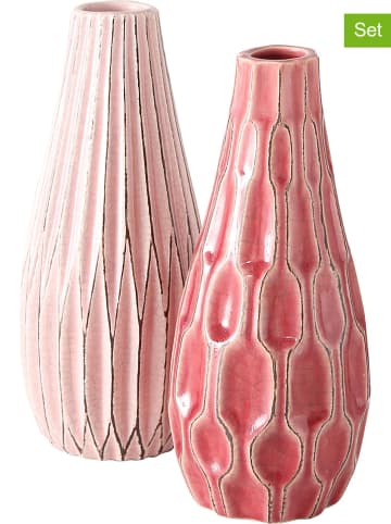Boltze 2er-Set: Vasen "Lenja" in Rosa - (H)24 cm