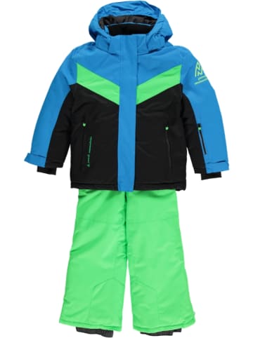 Peak Mountain 2-delige ski-/snowboardoutfit groen/lichtblauw