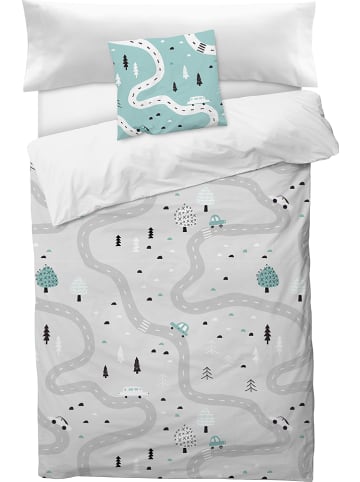 NORKIDS Beddengoedset "Road" grijs/groen