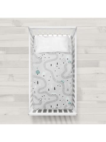 NORKIDS Beddengoedset "Road" grijs/groen