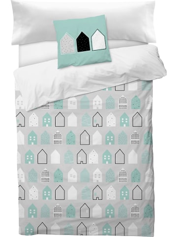 NORKIDS Beddengoedset "Sweet Home" grijs/groen