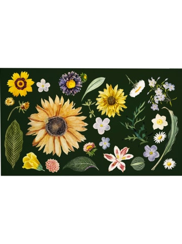 Madre Selva Fußmatte "Watercolor Flowers" in Dunkelgrün/ Bunt - (L)70 x (B)40 cm