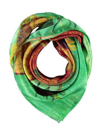 Made in Silk Zijden sjaal groen/meerkleurig - (L)90 x (B)90 cm