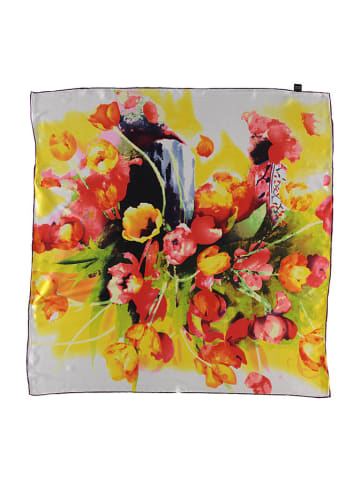 Made in Silk Zijden sjaal wit/geel/meerkleurig - (L)90 x (B)90 cm
