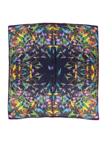 Made in Silk Zijden sjaal donkerblauw/meerkleurig - (L)90 x (B)90 cm