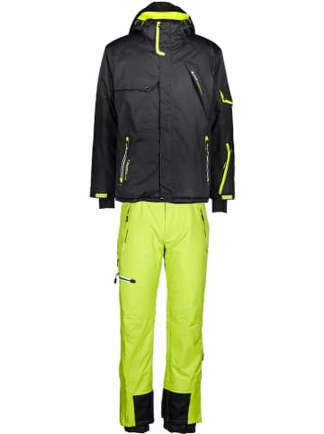 Peak Mountain 2-delige ski-/snowboardoutfit zwart/groen