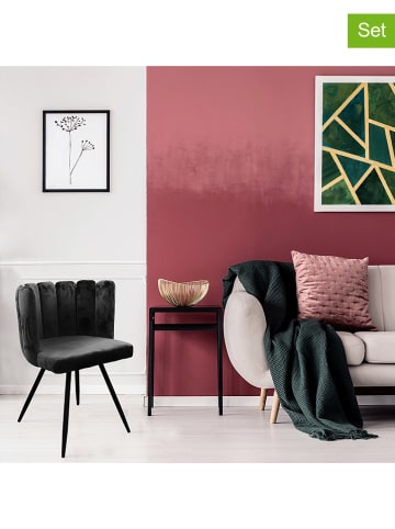 Rétro Chic 2-delige set: fauteuils "Ariel" zwart - (B)59 x (H)89,5 x (D)66 cm