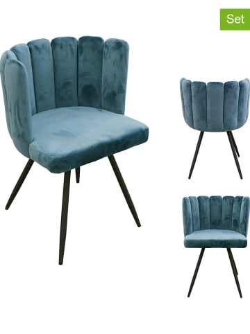 Rétro Chic 2-delige set: fauteuils "Ariel" blauw - (B)52,5 x (H)79,7 x (D)50,5 cm