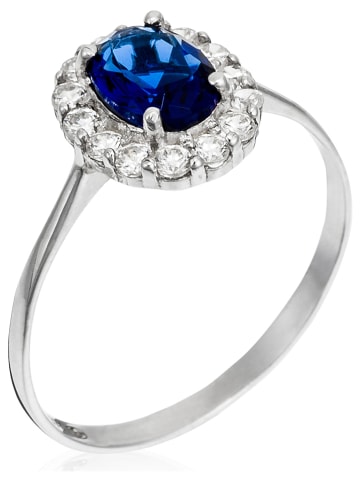L'OR by Diamanta Witgouden ring "Bleu merveilleux" met edelstenen