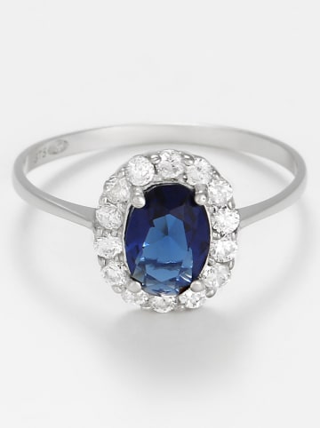 OR ÉCLAT Witgouden ring "Bleu merveilleux" met edelstenen