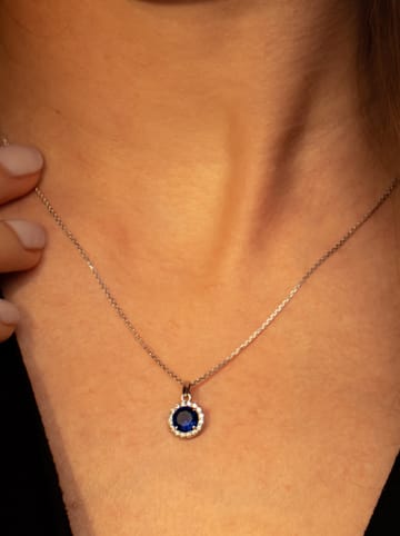 OR ÉCLAT Weißgold-Halskette "Bleu merveilleux" mit Anhänger - (L)43 cm