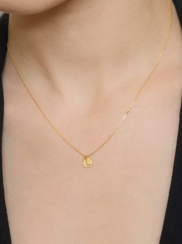 L instant d Or Vergold. Silber-Halskette "Lettre L dorée" Anhänger - (L)43 cm