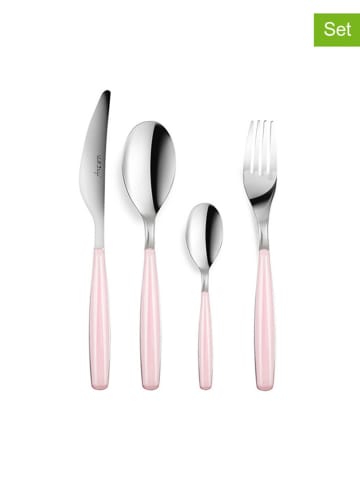 Vialli Design 24-delige bestekset lichtroze/zilverkleurig
