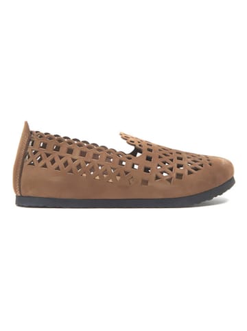 Comfortfusse Leren instappers zandkleurig